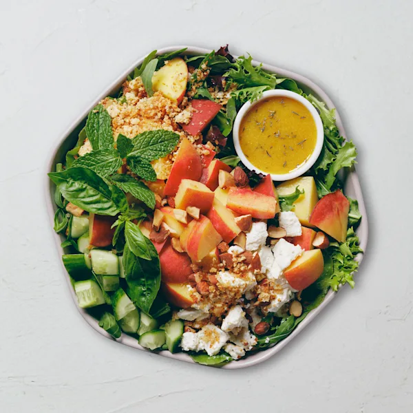 Alice Waters' Peach & Goat Cheese Salad menu item